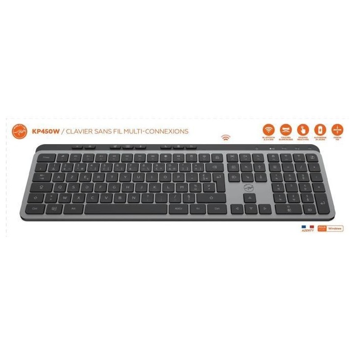 Clavier sans fil - Touches plates - MOBILITY LAB - KP450W - AZERTY - FR - Multi-connexions - Noir