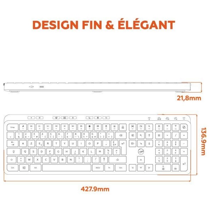 Clavier sans fil - Touches plates - MOBILITY LAB - KP450W - AZERTY - FR - Multi-connexions - Noir