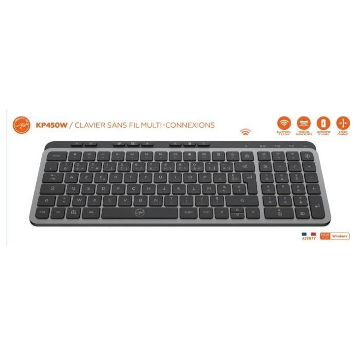 Clavier compact - Touches plates - MOBILITY LAB - KP450W - AZERTY - FR - Multi-connexions - Noir Clavier compact - Touches plates - MOBILITY LAB - KP450W - AZERTY - FR - Multi-connexions - Noir