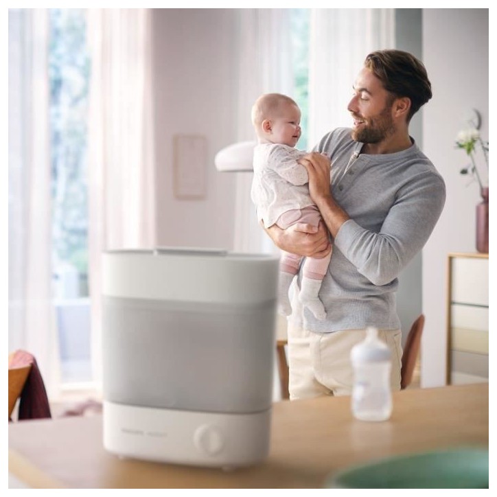 Stérilisateur - PHILIPS AVENT - Élimine 99,9% des bactéries - Stérilise et seche en 40 min - Assure 24h de stérilisation Stérilisateur - PHILIPS AVENT - Élimine 99,9% des bactéries - Stérilise et seche en 40 min - Assure 24h de stérilisation