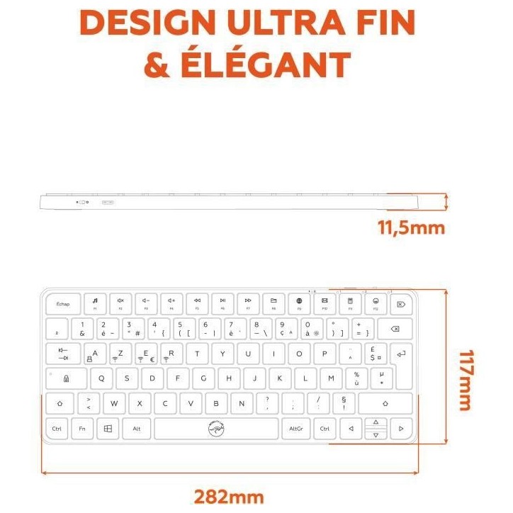 Mini clavier sans fil - Touches plates - MOBILITY LAB - KP430W - AZERTY - FR - Noir Mini clavier sans fil - Touches plates - MOBILITY LAB - KP430W - AZERTY - FR - Noir