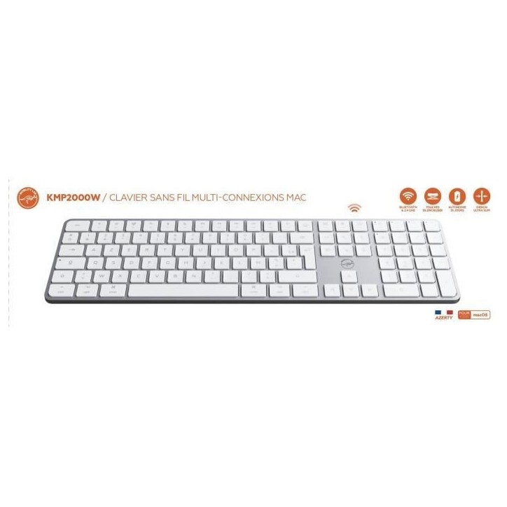 Clavier sans fil - Touches plates - MOBILITY LAB - KMP2000W - AZERTY - FR - Multi-connexions - Blanc Clavier sans fil - Touches plates - MOBILITY LAB - KMP2000W - AZERTY - FR - Multi-connexions - Blanc