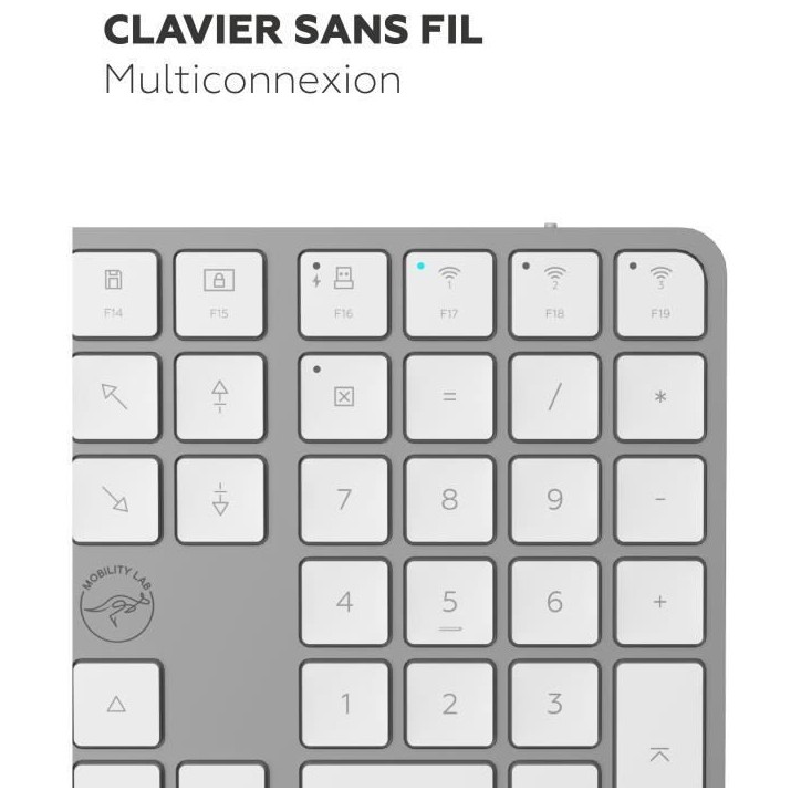 Clavier sans fil - Touches plates - MOBILITY LAB - KMP2000W - AZERTY - FR - Multi-connexions - Blanc Clavier sans fil - Touches plates - MOBILITY LAB - KMP2000W - AZERTY - FR - Multi-connexions - Blanc