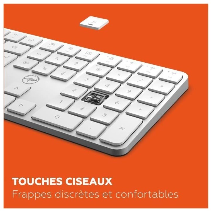 Clavier sans fil - Touches plates - MOBILITY LAB - KMP2000W - AZERTY - FR - Multi-connexions - Blanc Clavier sans fil - Touches plates - MOBILITY LAB - KMP2000W - AZERTY - FR - Multi-connexions - Blanc