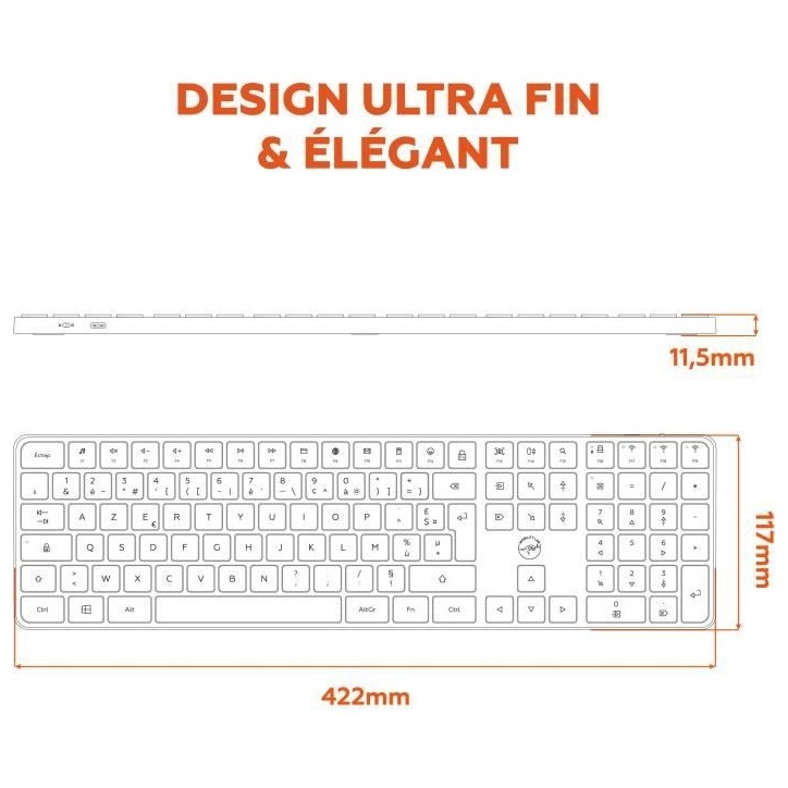 Clavier sans fil - Touches plates - MOBILITY LAB - KMP2000W - AZERTY - FR - Multi-connexions - Blanc Clavier sans fil - Touches plates - MOBILITY LAB - KMP2000W - AZERTY - FR - Multi-connexions - Blanc