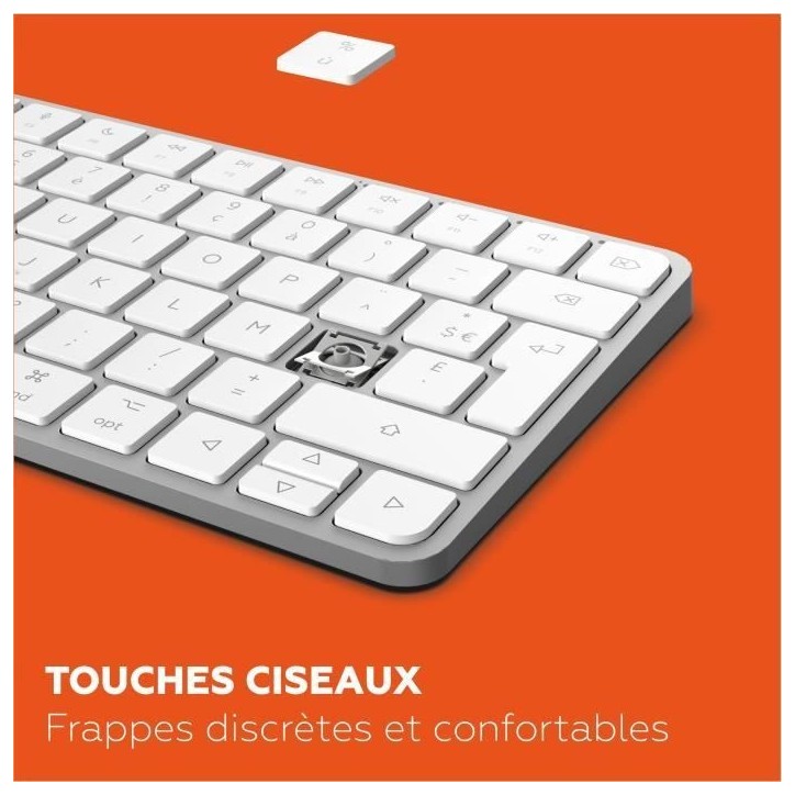 Mini clavier - Touches plates - MOBILITY LAB - KMP2000W - AZERTY - FR - Multi-connexions - Blanc Mini clavier - Touches plates - MOBILITY LAB - KMP2000W - AZERTY - FR - Multi-connexions - Blanc