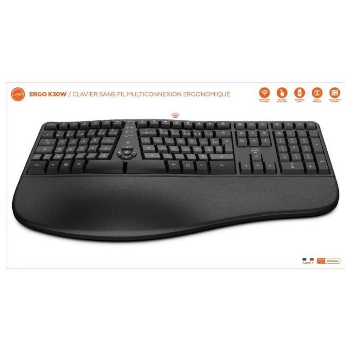Clavier sans fil - Ergonomique - MOBILITY LAB - K30W - AZERTY - Multi-connexions - Noir Clavier sans fil - Ergonomique - MOBILITY LAB - K30W - AZERTY - Multi-connexions - Noir