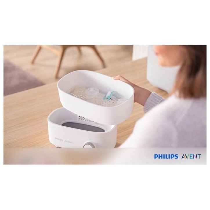 Stérilisateur - PHILIPS AVENT - Élimine 99,9% des bactéries - Stérilise et seche en 40 min - Assure 24h de stérilisation Stérilisateur - PHILIPS AVENT - Élimine 99,9% des bactéries - Stérilise et seche en 40 min - Assure 24h de stérilisation
