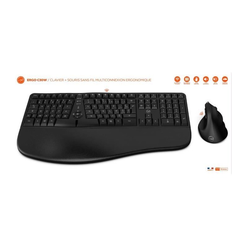 Ensemble clavier souris sans fil - Ergonomique - MOBILITY LAB - C30W - Ensemble clavier souris sans fil - Ergonomique - MOBILITY LAB - C30W -