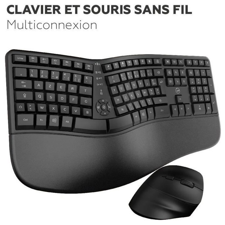 Ensemble clavier souris sans fil - Ergonomique - MOBILITY LAB - C30W - Noir Ensemble clavier souris sans fil - Ergonomique - MOBILITY LAB - C30W - Noir