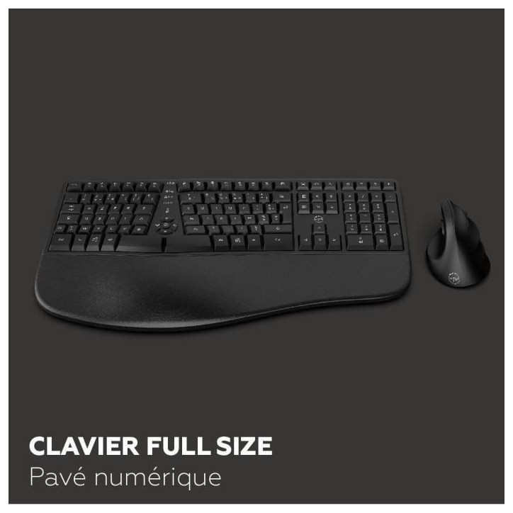 Ensemble clavier souris sans fil - Ergonomique - MOBILITY LAB - C30W - Noir Ensemble clavier souris sans fil - Ergonomique - MOBILITY LAB - C30W - Noir