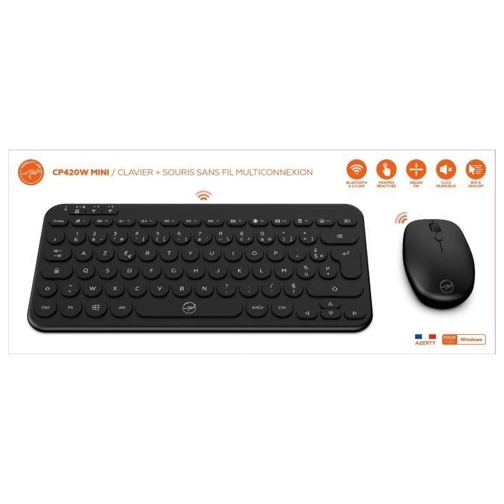 Ensemble mini clavier souris sans fil - MOBILITY LAB - CP420W - FR - Noir Ensemble mini clavier souris sans fil - MOBILITY LAB - CP420W - FR - Noir
