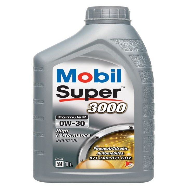 Huile moteur 0W-30 Synthétique - MOBIL - Super 3000 - Formula-P -bidon 1L - haute performance