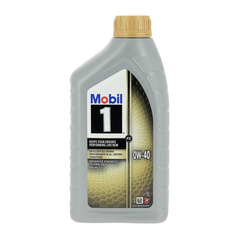 Huile moteur 5W-40 FS Synthétique - MOBIL 1 -bidon 1L - Ultra haute p Huile moteur 5W-40 FS Synthétique - MOBIL 1 -bidon 1L - Ultra haute p