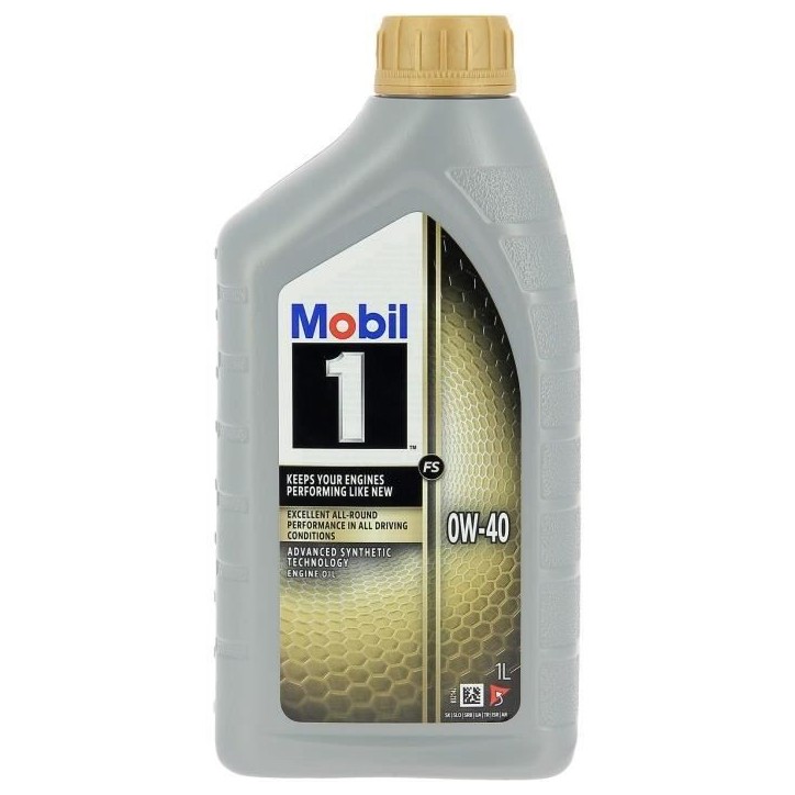 Huile moteur 5W-40 FS Synthétique - MOBIL 1 -bidon 1L - Ultra haute performance - anti-pollution Huile moteur 5W-40 FS Synthétique - MOBIL 1 -bidon 1L - Ultra haute performance - anti-pollution