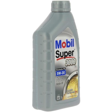 Huile moteur 5W-30 Synthétique - MOBIL - Super 3000 - Formula-XE -bidon 1L - haute performance anti-pollution