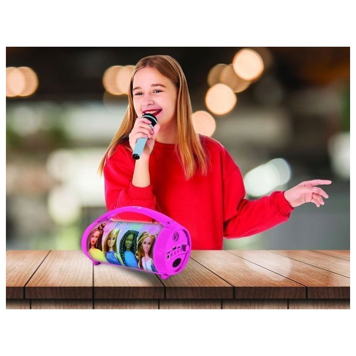Enceinte Bluetooth Sans-Fil Lumineuse avec Micro Barbie