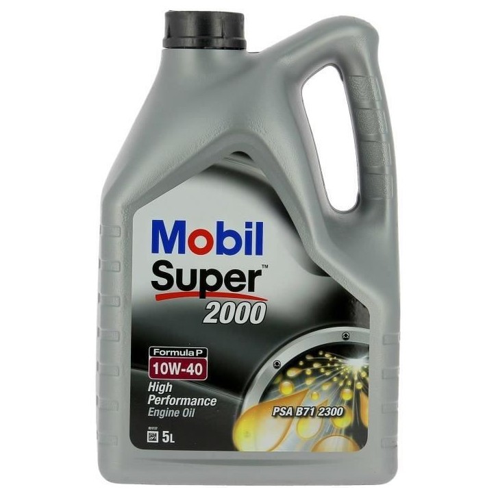 Huile moteur 10W-40 Synthétique - MOBIL - Super 2000 X1 - Formula-P -bidon 5L - haute performance anti-pollution Huile moteur 10W-40 Synthétique - MOBIL - Super 2000 X1 - Formula-P -bidon 5L - haute performance anti-pollution