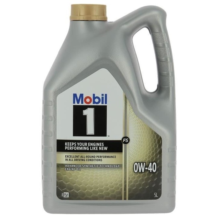 Huile moteur 5W-40 FS Synthétique - MOBIL 1 -bidon 5L - Ultra haute performance - anti-pollution Huile moteur 5W-40 FS Synthétique - MOBIL 1 -bidon 5L - Ultra haute performance - anti-pollution