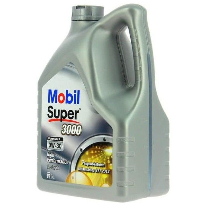 Huile moteur 0W-30 Synthétique - MOBIL - Super 3000 - Formula-V -bidon 5L - haute performance
