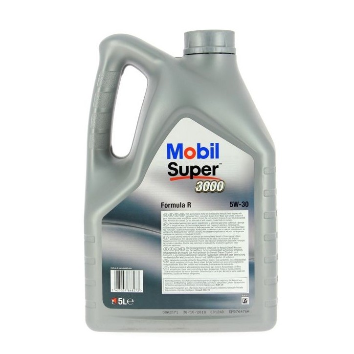 Huile moteur 5W-30 Synthétique - MOBIL - Super 3000 - Formula-R -bidon 5L - haute performance