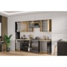 MODENA - Cuisine complete - 260 x 52 x 82 cm - Chene artisan / Noir ma
