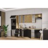 MODENA - Cuisine complete - 300 x 52 x 82 cm - Chene artisan / Noir ma