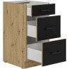 MODENA - Meuble bas casserolier - 3 tiroirs - 40 x 52 x 82 cm - Chene