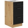 MODENA - Meuble bas casserolier - 3 tiroirs - 40 x 52 x 82 cm - Chene