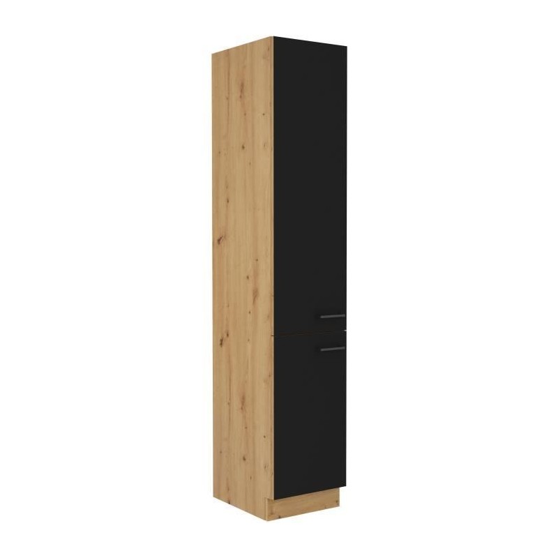 MODENA - Colonne - 2 portes - 40 x 57 x 210 cm - Chene artisan / Noir