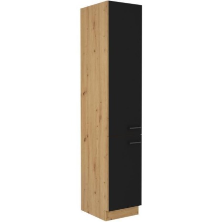 MODENA - Colonne - 2 portes - 40 x 57 x 210 cm - Chene artisan / Noir