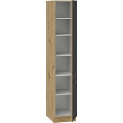 MODENA - Colonne - 2 portes - 40 x 57 x 210 cm - Chene artisan / Noir