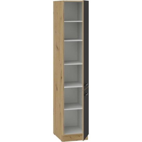 MODENA - Colonne - 2 portes - 40 x 57 x 210 cm - Chene artisan / Noir mat