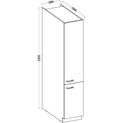 MODENA - Colonne - 2 portes - 40 x 57 x 210 cm - Chene artisan / Noir