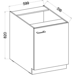 MODENA - Meuble bas - 1 porte battante - 60 x 52 x 82 cm - Chene artis