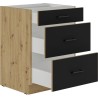MODENA - Meuble bas casserolier - 3 tiroirs - 60 x 52 x 82 cm - Chene