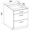 MODENA - Meuble bas casserolier - 3 tiroirs - 60 x 52 x 82 cm - Chene