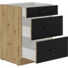 MODENA - Meuble bas casserolier - 3 tiroirs - 60 x 52 x 82 cm - Chene