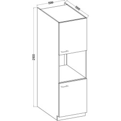 MODENA - Colonne four - 2 portes - 60 x 57 x 210 cm - Chene artisan /