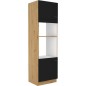 MODENA - Colonne four micro-ondes - 2 portes - 60 x 57 x 210 cm - Chene artisan / Noir mat