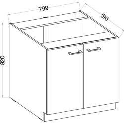 MODENA - Meuble bas - 2 portes battantes - 80 x 52 x 82 cm - Chene art