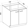 MODENA - Meuble bas - 2 portes battantes - 80 x 52 x 82 cm - Chene art