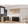 MODENA - Cuisine complete - 210 x 150 x 82 cm - Chene artisan / Noir m