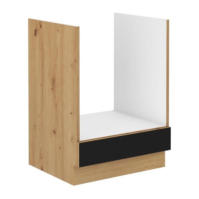 MODENA - Meuble bas four - 60 x 52 x 82 cm - Chene artisan / Noir mat MODENA - Meuble bas four - 60 x 52 x 82 cm - Chene artisan / Noir mat