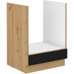 MODENA - Meuble bas four - 60 x 52 x 82 cm - Chene artisan / Noir mat