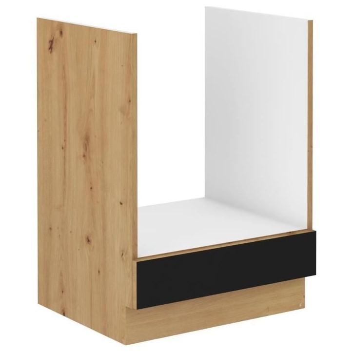 MODENA - Meuble bas four - 60 x 52 x 82 cm - Chene artisan / Noir mat - Plan de travail non inclus MODENA - Meuble bas four - 60 x 52 x 82 cm - Chene artisan / Noir mat - Plan de travail non inclus