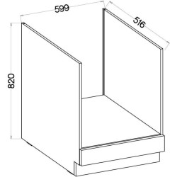 MODENA - Meuble bas four - 60 x 52 x 82 cm - Chene artisan / Noir mat
