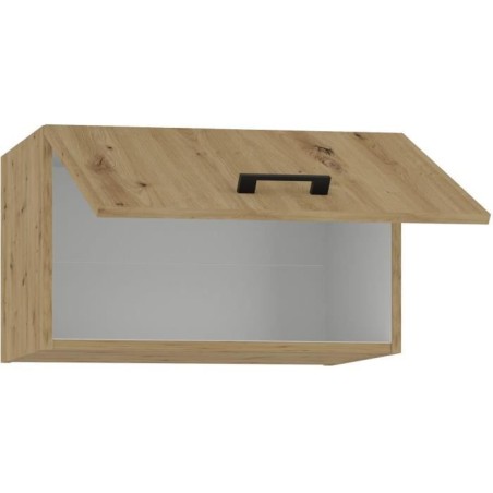 MODENA - Meuble haut hotte - 1 porte - 60 x 31 x 72 cm - Chene artisan / Noir mat