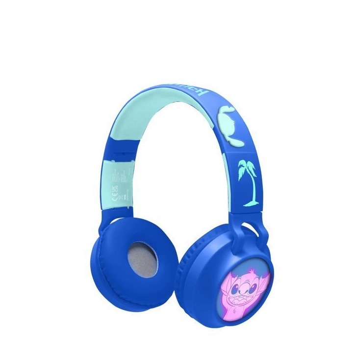 LEXIBOOK - Casque lumineux Bluetooth - Design 3D - Pliable et ajustable - Disney Stitch