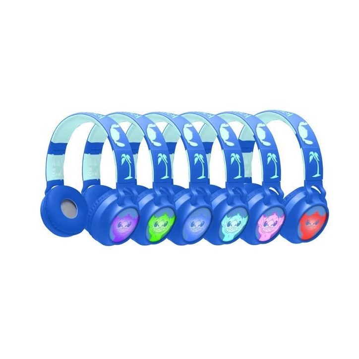 LEXIBOOK - Casque lumineux Bluetooth - Design 3D - Pliable et ajustable - Disney Stitch